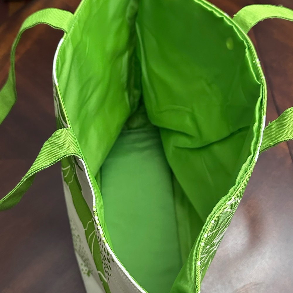 Lancôme Green Floral Tote Bag Shopper Beach Bag Travel - Picture 2 of 12